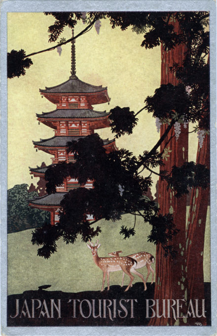 Japan Travel Bureau postcard advertising Nara, Japan, c. 1920.