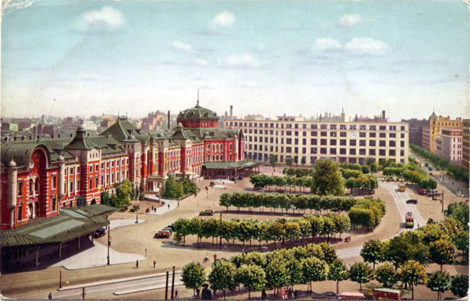 Tokyo Station plaza & Central Post Office, c. 1930.