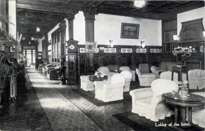 Lobby, Tor Hotel, Kobe, c. 1920.