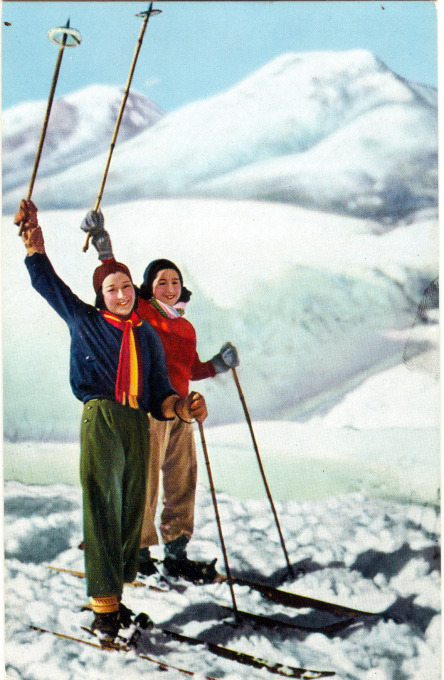 Skiers, Japan Alps, c. 1940.