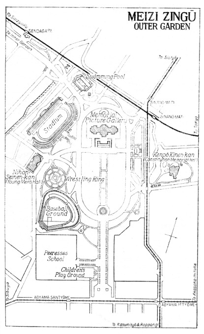 Map: Meiji Outer Garden (from Japan: The Official Guide, 1941)