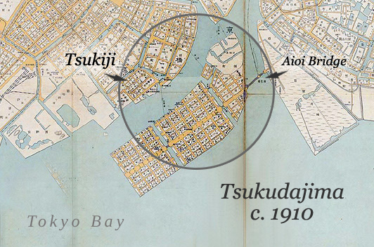 Map: Tsukudajima and Tsukiji, c. 1910.