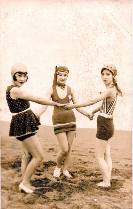 Japanese swimsuit fashion, c. 1920.