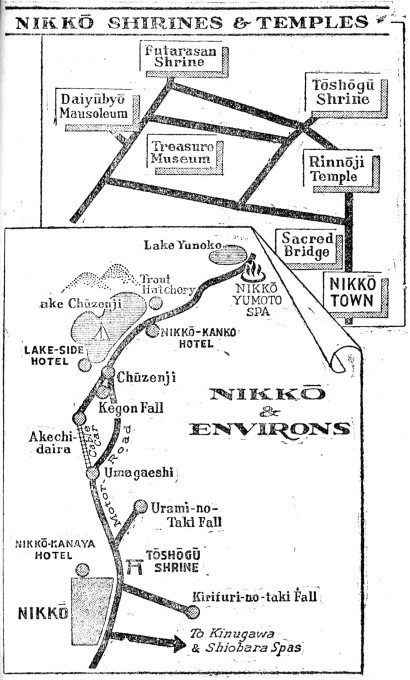 Map: Nikko & Environs (Japan: The Pocket Guide, 1946)