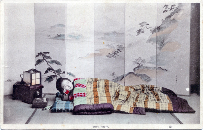 "Good night", c. 1905. Futon on tatami.