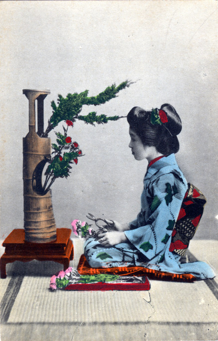 Maiko & ikebana, c. 1910.