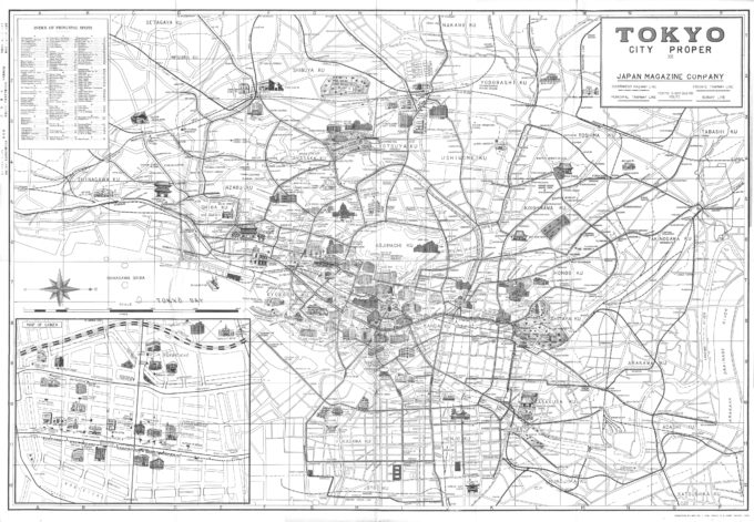 A pre-war tourist map repurposed for the Occupation, 1945.