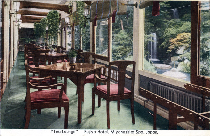 Tea Lounge, Miyanoshita Fujiya Hotel, c. 1930.